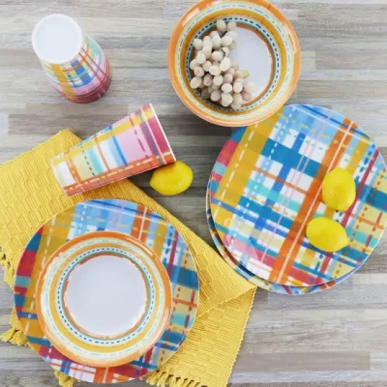 Gibson Laurie Gates California Designs Casablanca 12 Piece Melamine Dinnerware Set in Multi image {2}