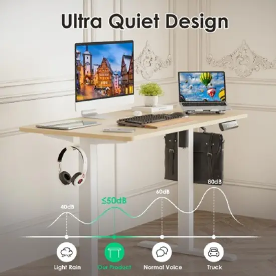 Lirago White Electric Standing Desk 40x24 Splice Board Carbon Steel Frame 170LB Capacity Height Adjustable image {3}