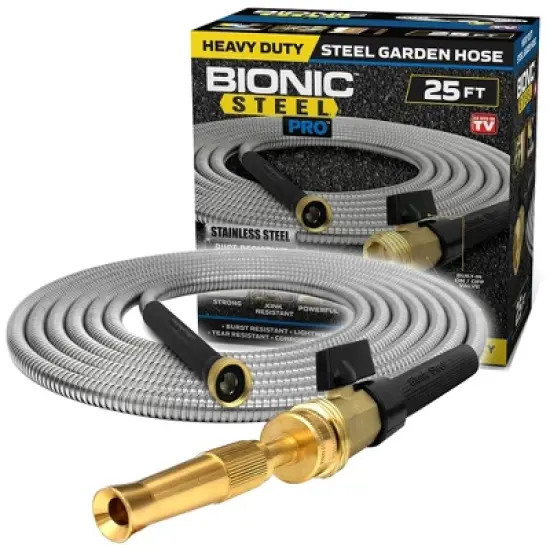 Bionic Steel Pro 304 Stainless Steel Metal Garden Hose with Brass Nozzle image {6}
