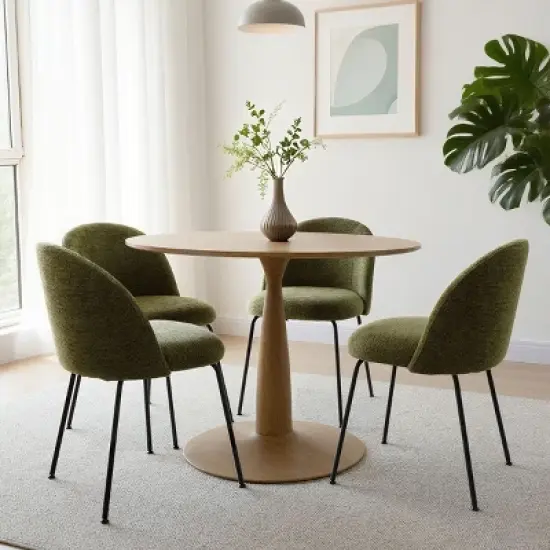 Nano Linen Upholstered Dining Chairs Set of 4,Wider Seat Armless Dining Room Chair with Metal Leg for Kitchen Dining Room Farmhouse-Maison Boucle image {8}