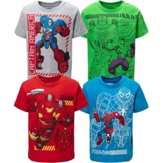 Marvel Avengers Mech Strike Spider-Man Hulk 4 Pack Graphic T-Shirts Toddler image {9}