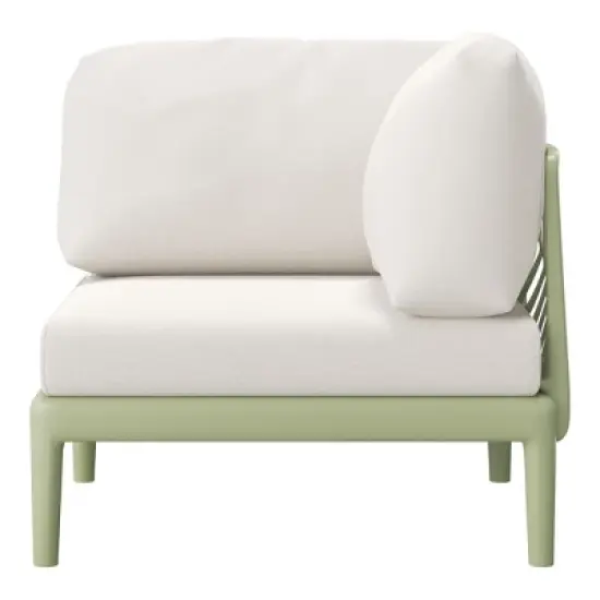 WestinTrends Playa Modern 4-Piece Polypropylene Resin Modular L Shaped Patio Furniture Sectional, Green image {9}