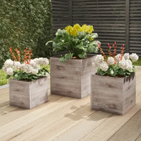 Pure Garden 3-Piece Square Planter Set image {9}