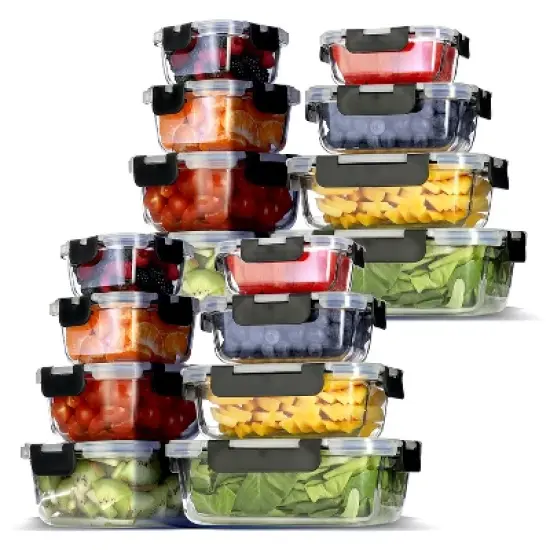 JoyTable Glass Food Storage Containers with Lids, Airtight Glass Meal Prep Containers, Reusable Glass Containers with Leakproof Snap Lock Lids image {9}