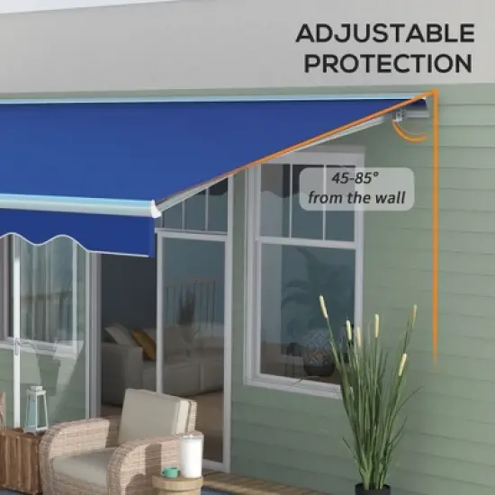 Outsunny 16.5' x 10' Electric Awning, Patio Retractable Awning with LED Lights and Remote Controller, Blue image {5}