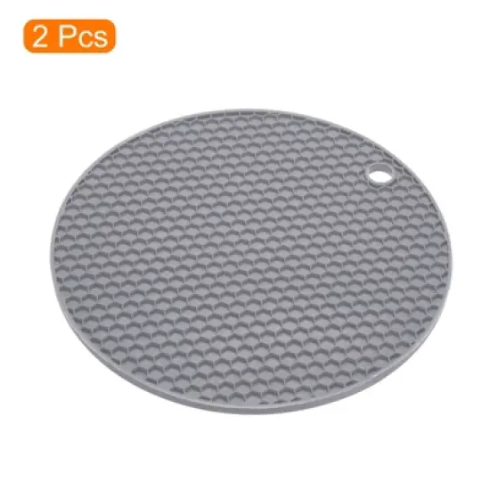 Unique Bargains Heat Resistant Non-slip Flexible Durable Trivet Mat 7.08 x 7.08 x 0.24 Inch Light Gray 2 Pcs image {2}