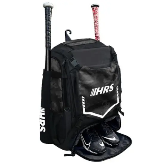 Hit Run Steal Bat Bag Backpack with Ventilated Shoe Pocket, Heavy Duty Fence Hook, and Padded Straps, Holds 4 Bats, Glove, Helmet, Cleats image {7}