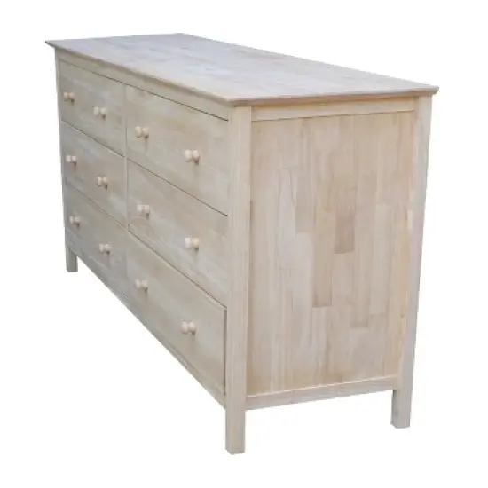 Dresser with 6 Drawers Unfinished - International Concepts image {2}