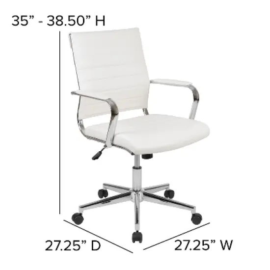 Flash Furniture Mid-Back LeatherSoft Contemporary Ribbed Executive Swivel Office Chair image {5}