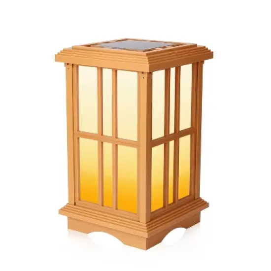 15.6" Solar Zen LED Outdoor Lantern White/Amber Light - Techko Maid image {1}