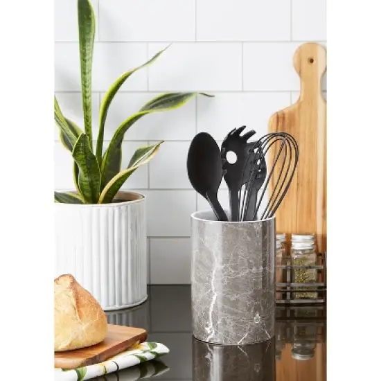 Design Imports Black Marble Ceramic Utensil Holder image {4}