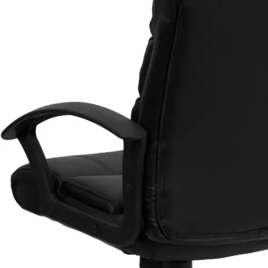 Emma and Oliver Mid-Back Black LeatherSoft Swivel Task Arm Office Chair with Accent Back image {5}