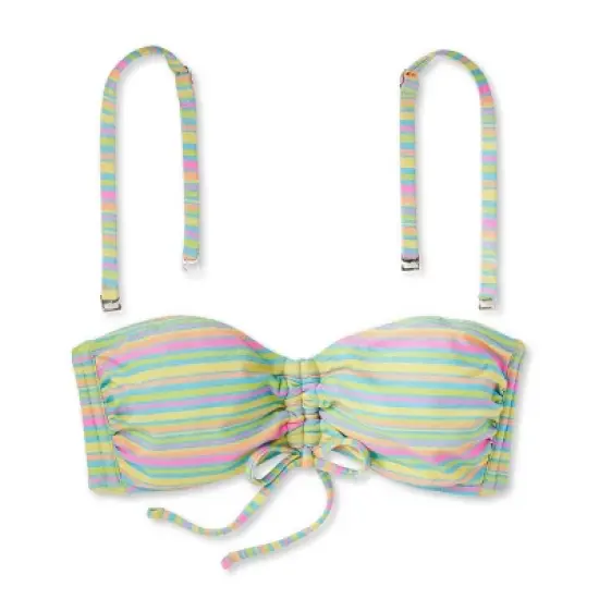 Women's Striped Sparkle Low Coverage Bandeau Bikini Top - Wild Fable&trade; Green image {5}