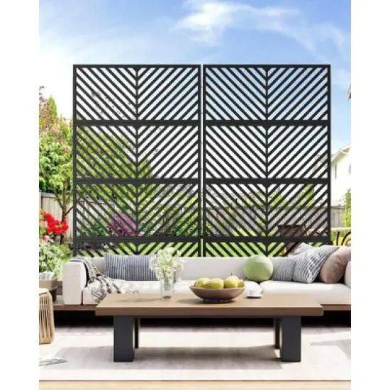Freestanding Metal Privacy Screen for Outdoor Patio - Heavy-Duty Rust-Resistant Decorative Fence Panel | Weatherproof Design | Patio image {4}