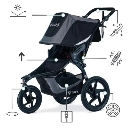BOB Gear Revolution Flex 3.0 Jogging Stroller - Graphite Black image {1}