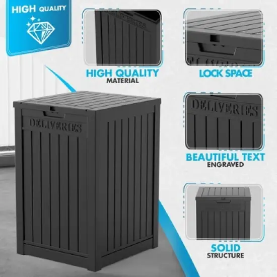 Sersper 48 Gallon Multi-Purpose Lockable Trash, Storage & Parcel Drop Box, Waterproof Resin, Black (2 Pack) image {2}