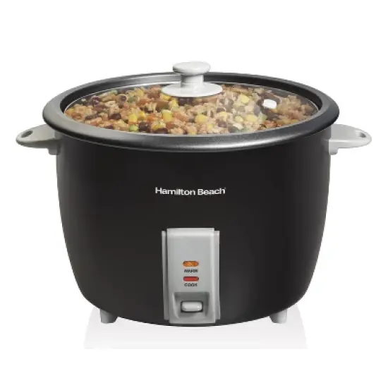 Hamilton Beach 30-Cup Rice Cooker - Black: Nonstick, Cool Touch, Dishwasher-Safe, 1000W, Steamer Function, 1 Setting image {3}