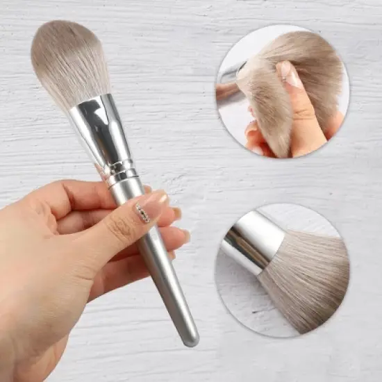 Unique Bargains Foundation Powder Concealers Eye Shadows Makeup Brushes and Storage Case Gray 14 Pcs image {3}