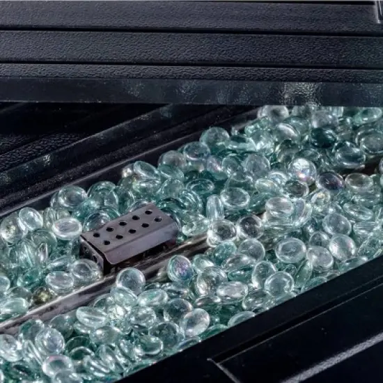 Garden Comfort Rectangle Steel Outdoor Fire Pit Table Hammered Black image {5}