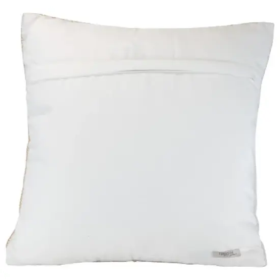 Brown Striped Hand Woven 18x18" Outdoor Decorative Throw Pillow with Pulled Yarn Bouquets - Foreside Home & Garden image {1}