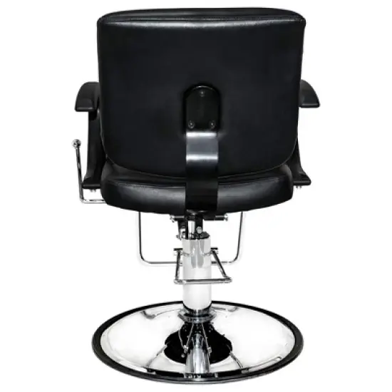 PureSana Chromium Vinyl Kyler 360 Degree Professional All Purpose Salon Chair with Adjustable Reclining Mechanism and Rotational Lock, Black image {2}