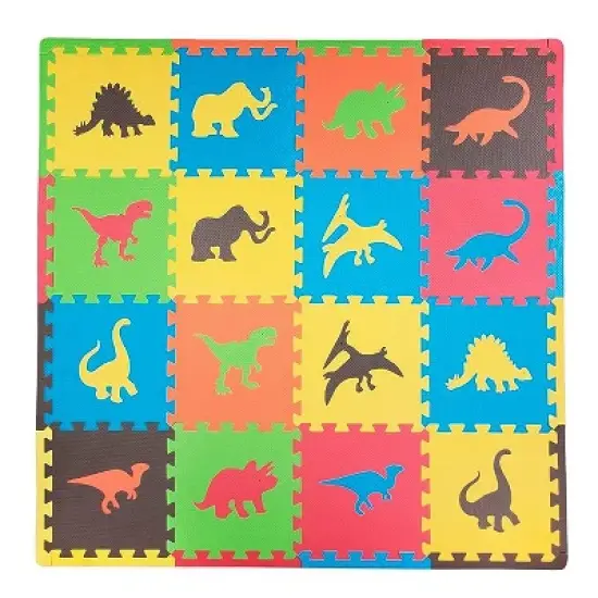 Tadpoles Dinosaur Foam Playmats for Kids |16 Interlocking Foam Mats | Total Floor Coverage 50 x 50 image {5}