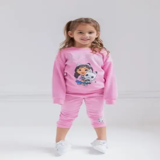Dreamworks Gabby's Dollhouse Pandy Paws Girls Fleece Sweatshirt and Pants Set Toddler image {4}
