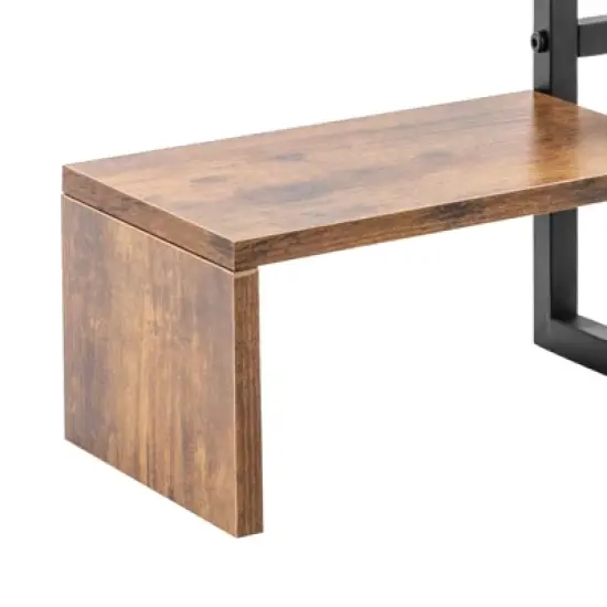 YIYIBYUS 2 Tier Countertop Hutch Display Shelf Desk Hutch Storage Organizer for Office Home image {4}