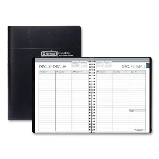 Recycled Weekly Appointment Book Ruled without Appointment Times, 8.75 x 6.88, Black Cover, 12-Month (Jan to Dec): 2026 image {7}