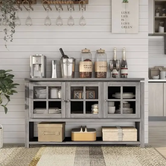Carita Transitional Windowpane Cabinets Buffet - HOMES: Inside + Out image {7}