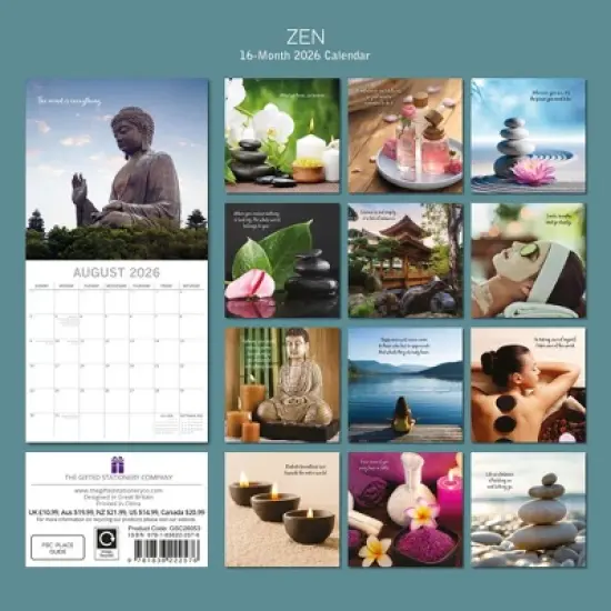 2026 Square Wall Calendar, Zen, 16-Month Mind, Body, Spirit Theme with 180 Reminder Stickers (12x12 In) image {3}