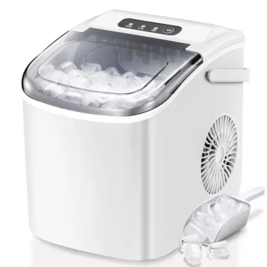 R.W.FLAME Portable Ice Maker,Countertop Model,Self-Cleaning,26.5lbs/24Hrs,6 Mins/9 Pcs Bullet Ice,Includes Ice Scoop and Basket image {13}