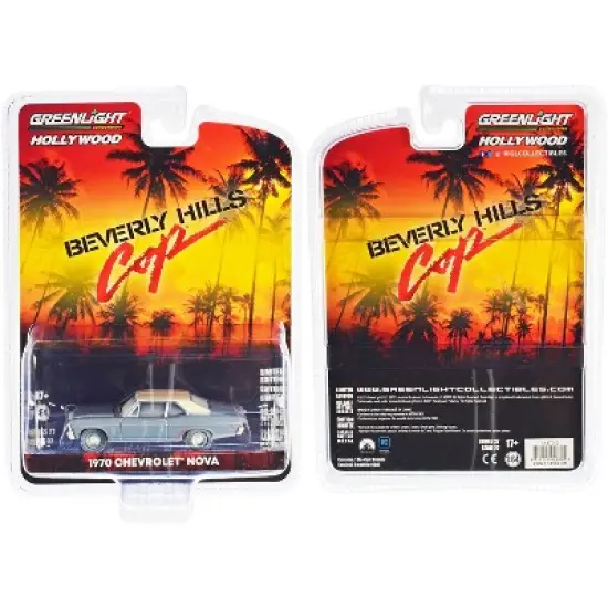 1970 Chevrolet Nova Blue Met. w/White Top (Unrestored) "Beverly Hills Cop" (1984) Movie 1/64 Diecast Car by Greenlight image {2}