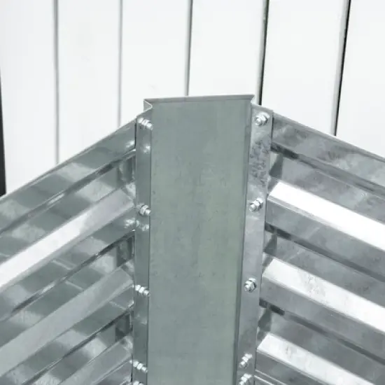 Outsunny Raised Garden Bed, Galvanized Elevated Planter Box with 2 Trellis Tomato Cages, Reinforcing Rods, 4' x 3' x 2', Silver image {5}