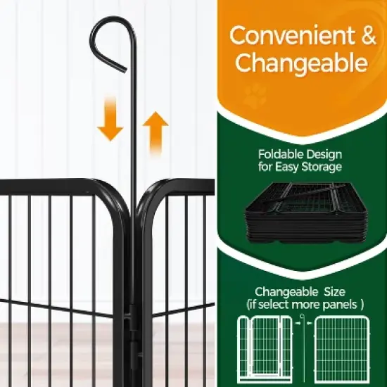 Yaheetech 12 Panels Dog Playpen Metal Pet Playpen, Black image {6}