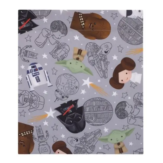 Star Wars Welcome to the Galaxy Navy and Gray Yoda, R2-D2, Chewbacca, and Princess Leia 4 Piece Toddler Bed Set image {3}