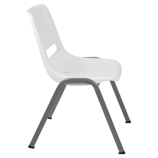 Emma and Oliver White Ergonomic Shell Student Stack Chair - Classroom Chair / Office Guest Chair image {11}