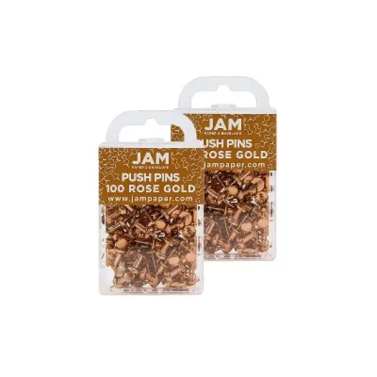 JAM Paper Colored Pushpins Rose Gold Push Pins 2 Packs of 100 22432063A image {6}