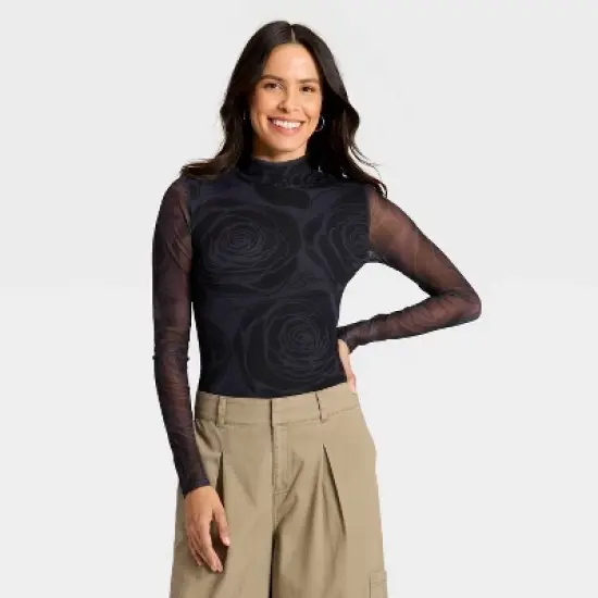 Latino Heritage Month Women's Selena Long Sleeve Bodysuit - Black Floral image {4}