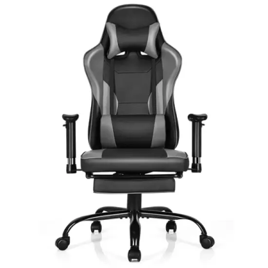 Costway Gaming Chair Racing High Back Office Chair w/ Footrest Black image {8}