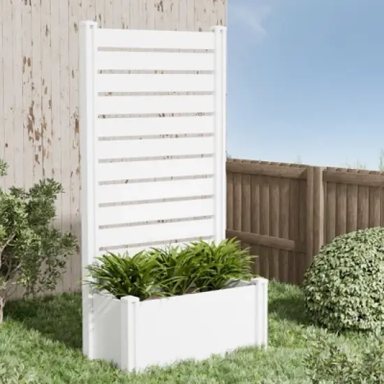 Lirago 6 ft. H x 3 ft. W White PVC Raised Garden Bed Planter Box with Privacy Screen White image {9}