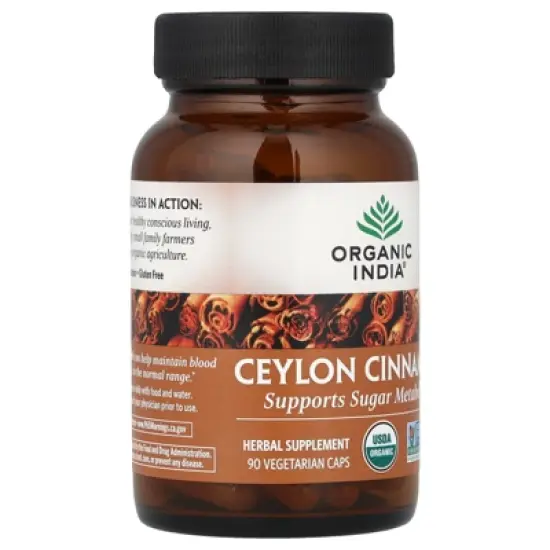 Organic India Ceylon Cinnamon, 90 Vegetarian Caps (325 mg per Capsule) image {3}