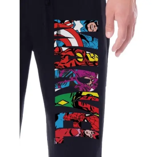 Marvel Comics Mens' The Avengers Vintage Superhero Sleep Pajama Pants Black image {1}