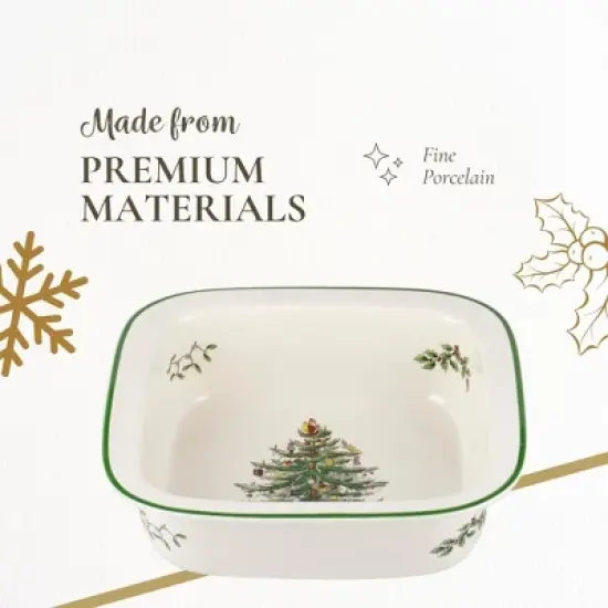 Spode Christmas Tree 10" Square Baker - Porcelain Baking Dish for Lasagna, Casserole, Holiday Desserts - Oven to Table Bakeware & Dishwasher Safe image {3}