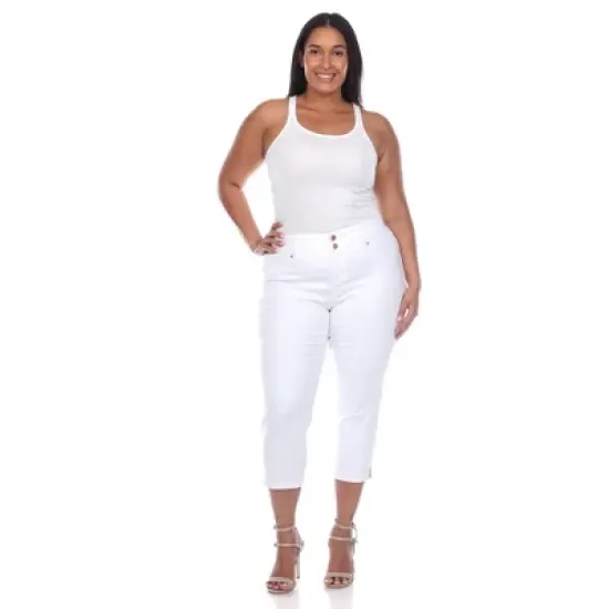 Women's Plus Size Capri Jeans - White Mark image {5}