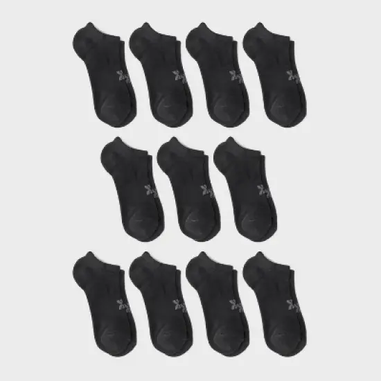 Women's 10+1 Bonus Pack Everyday Solid No Show Socks - All In Motion&trade; Black 4-10 image {3}