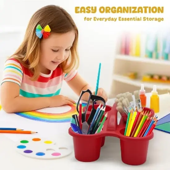 4E's Novelty 4 Pack Pencil Caddy for Classroom, Vibrant Classroom Caddy, Durable Table Drink Holder for School, Useful School&rsquo;s Desk Caddy image {1}