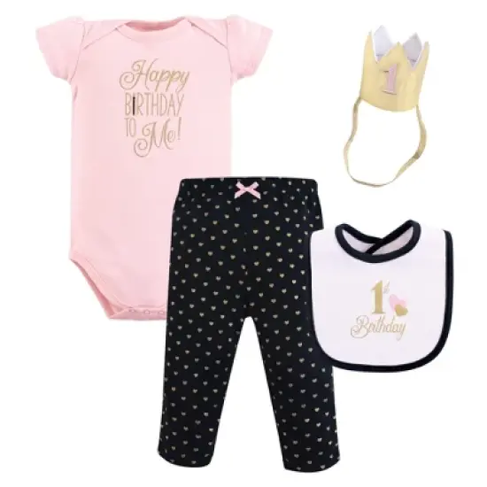 Hudson Baby Infant Girl Birthday Boxed Giftset, Black Pink, 12-18 Months image {1}
