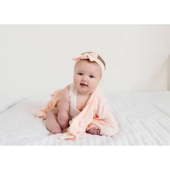 Copper Pearl Knit Swaddle Blanket - Blush image {5}