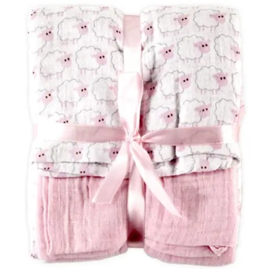 Hudson Baby Infant Girl Cotton Muslin Swaddle Blankets, Pink Sheep, One Size image {1}